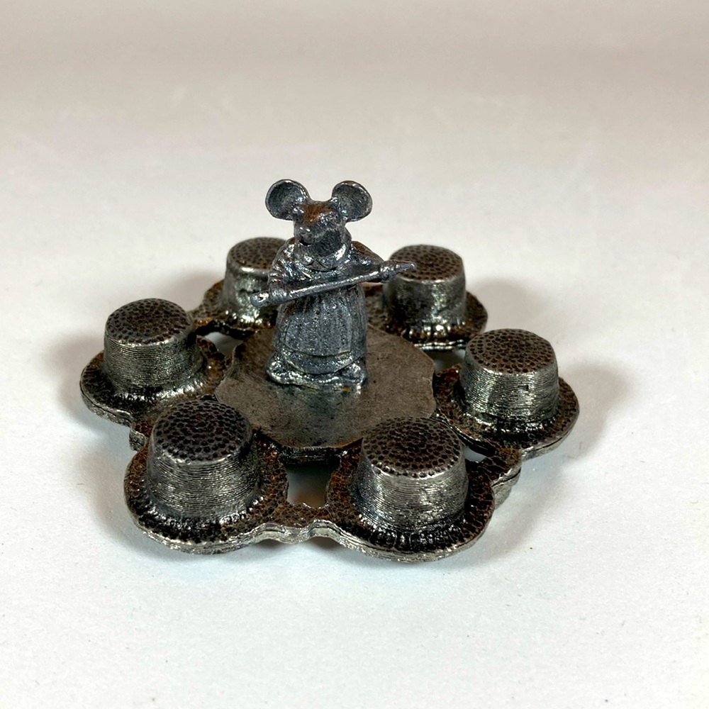 Vintage Metzke Miss Mouse Pewter Thimble Holder Figurine
